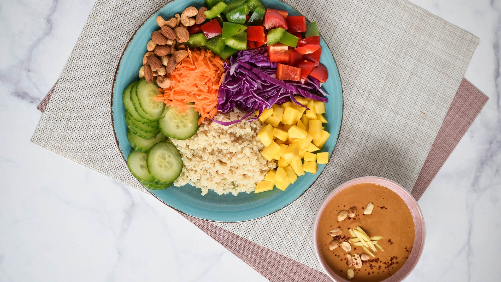 Quinoa salad with peanut dressing
